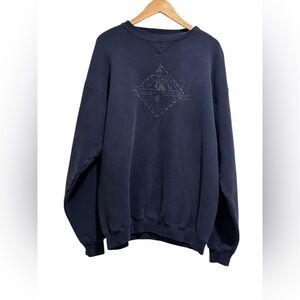 90s Vintage Santee Super Hvywt Navy Blue Embroidered Nautical Sweatshirt USA